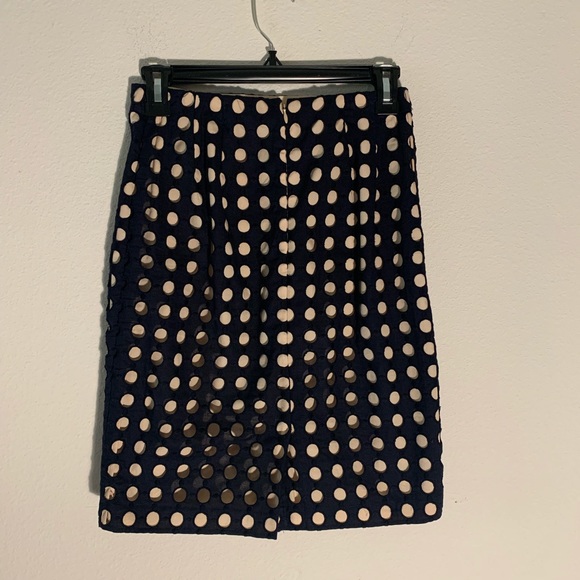 Ann Taylor Navy Blue Polka Dot Pencil Skirt - Picture 4 of 6